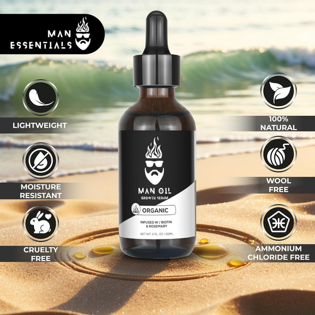 Man Essentials Man Oil - Hair Strengthening Serum Infused with Biotin and Rosemary for Stronger Healthier Hair and Beard Growth